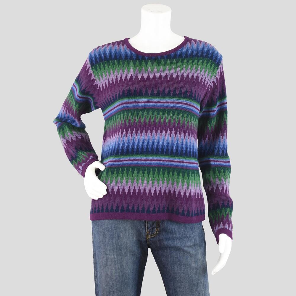 Liz Claiborne Vintage 90s Purple Chevron Sweater Women's Small - Medium
